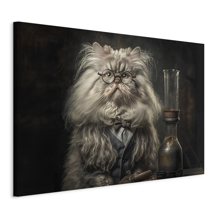 Canvas Art Print AI Persian Cat - Portrait of a Fantasy Animal in the Guise of a Professor - Horizontal 150196 additionalImage 2