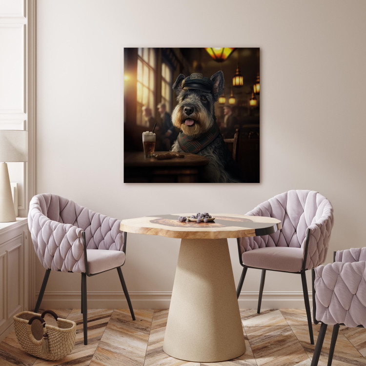 Canvas Print AI Dog Miniature Schnauzer - Portrait of a Animal in a Pub With a Beer - Square 150296 additionalImage 9