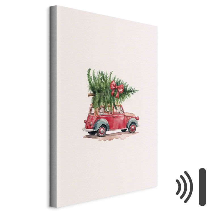 Canvas Christmas Transport - Watercolor Illustration of a Car With a Christmas Tree on the Roof 151696 additionalImage 8