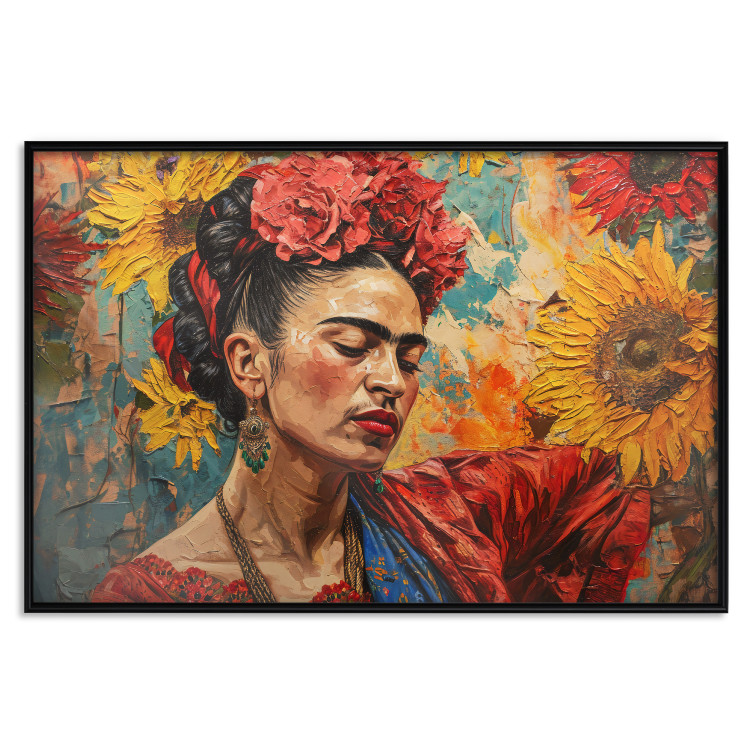 Poster Portrait of Frida - A Woman Against a Background of Sunflowers Inspired by Van Gogh 152196 additionalImage 16