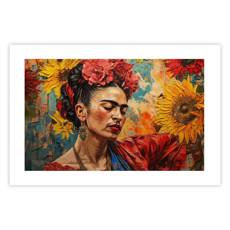 Poster Portrait of Frida - A Woman Against a Background of Sunflowers Inspired by Van Gogh 152196 additionalImage 17
