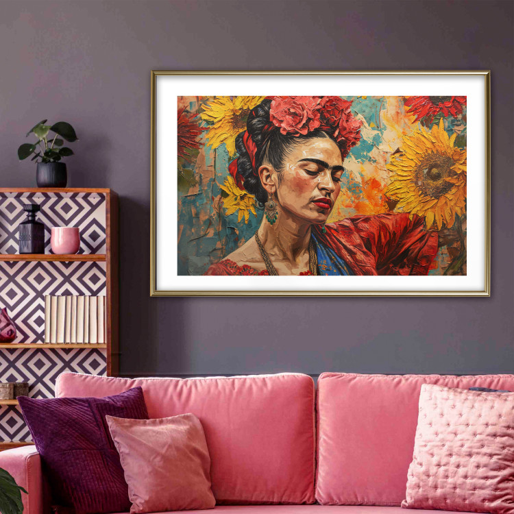 Poster Portrait of Frida - A Woman Against a Background of Sunflowers Inspired by Van Gogh 152196 additionalImage 14