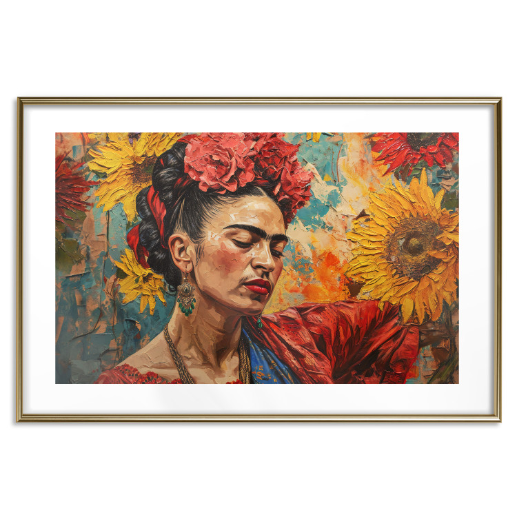 Poster Portrait of Frida - A Woman Against a Background of Sunflowers Inspired by Van Gogh 152196 additionalImage 19