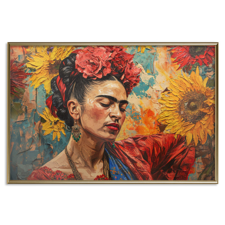 Poster Portrait of Frida - A Woman Against a Background of Sunflowers Inspired by Van Gogh 152196 additionalImage 20
