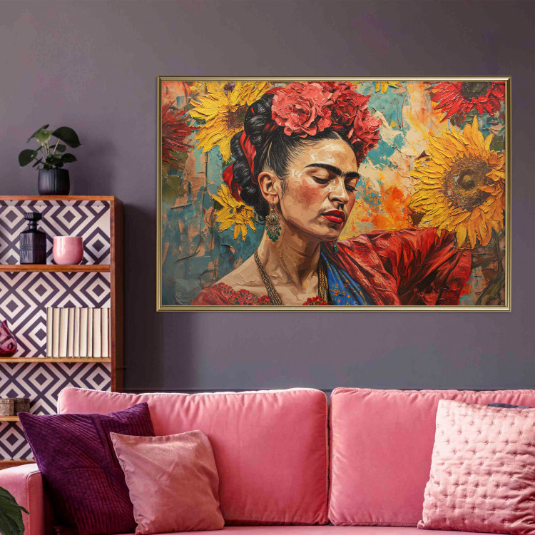 Poster Portrait of Frida - A Woman Against a Background of Sunflowers Inspired by Van Gogh 152196 additionalImage 2