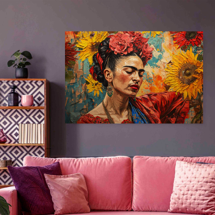 Poster Portrait of Frida - A Woman Against a Background of Sunflowers Inspired by Van Gogh 152196 additionalImage 10