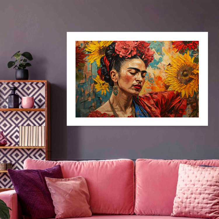 Poster Portrait of Frida - A Woman Against a Background of Sunflowers Inspired by Van Gogh 152196 additionalImage 11