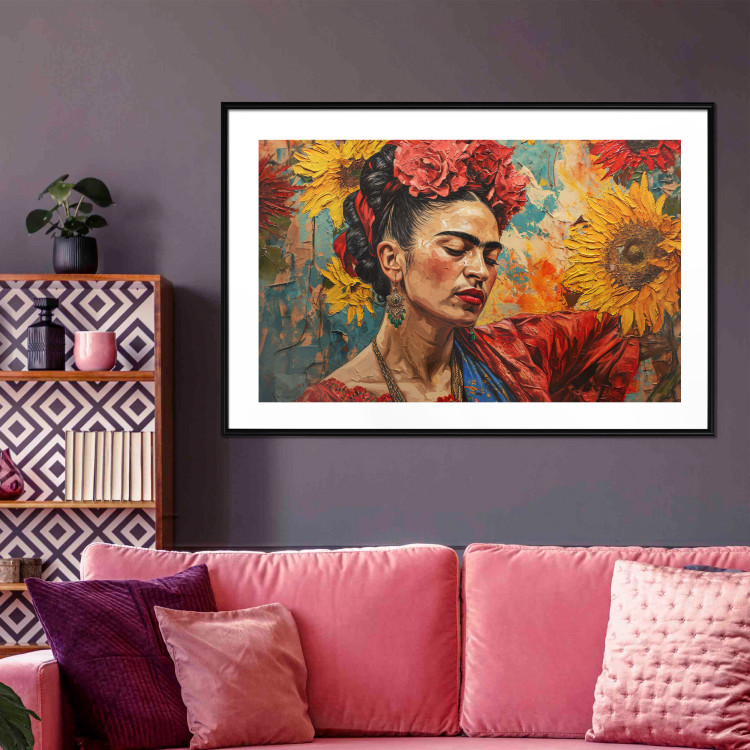 Poster Portrait of Frida - A Woman Against a Background of Sunflowers Inspired by Van Gogh 152196 additionalImage 13