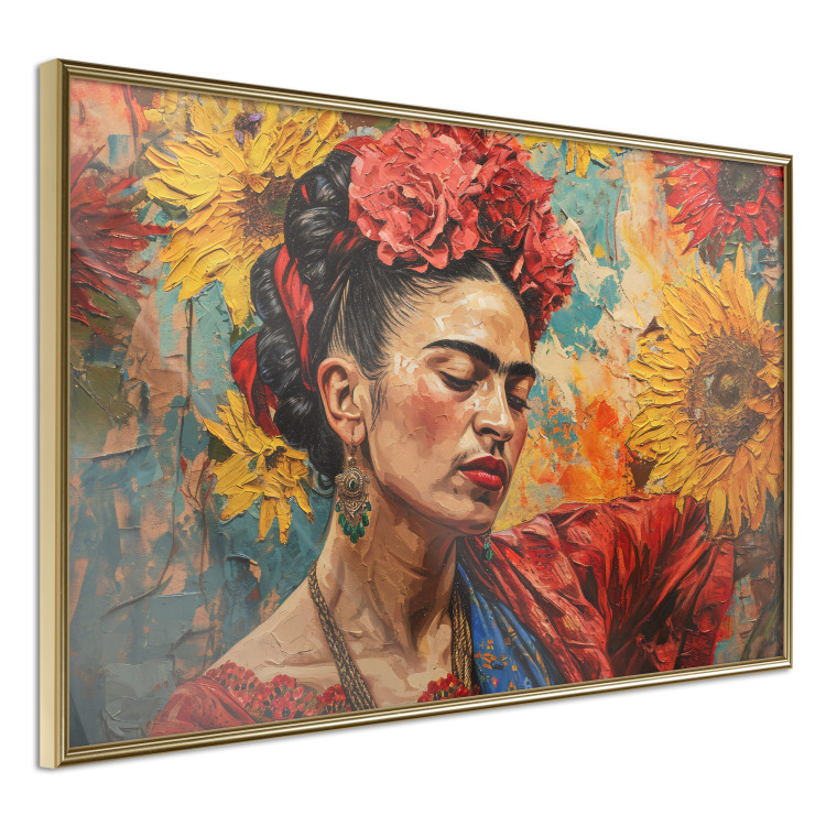 Poster Portrait of Frida - A Woman Against a Background of Sunflowers Inspired by Van Gogh 152196 additionalImage 7