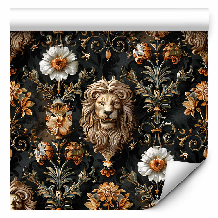 Modern Wallpaper Royal Garden - Elegant Ornaments With Lions and Flowers 159996 additionalImage 1