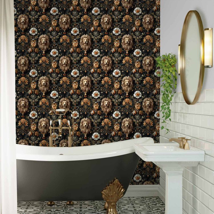 Modern Wallpaper Royal Garden - Elegant Ornaments With Lions and Flowers 159996 additionalImage 10