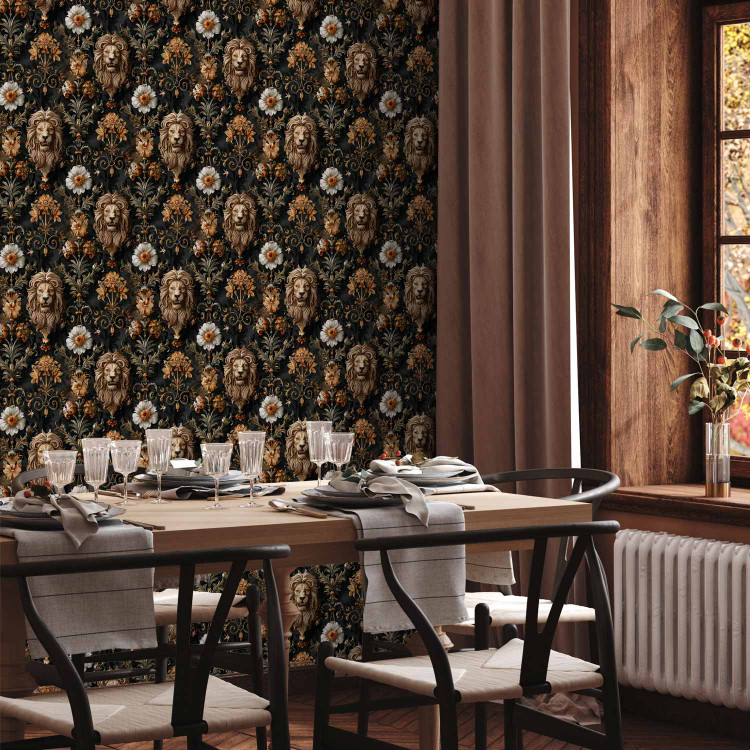 Modern Wallpaper Royal Garden - Elegant Ornaments With Lions and Flowers 159996 additionalImage 5