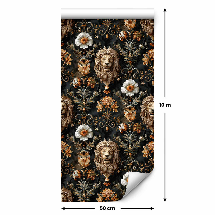 Modern Wallpaper Royal Garden - Elegant Ornaments With Lions and Flowers 159996 additionalImage 2