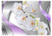 Wall Mural Orchids in Violet - Modern Floral Abstraction on a Silver Background 60296 additionalThumb 1
