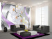 Wall Mural Orchids in Violet - Modern Floral Abstraction on a Silver Background 60296