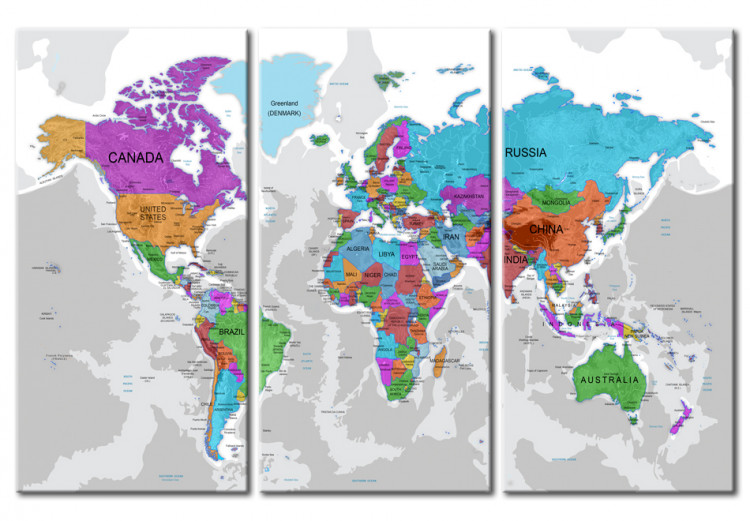 Canvas Art Print World Map: Island of Colours 92096