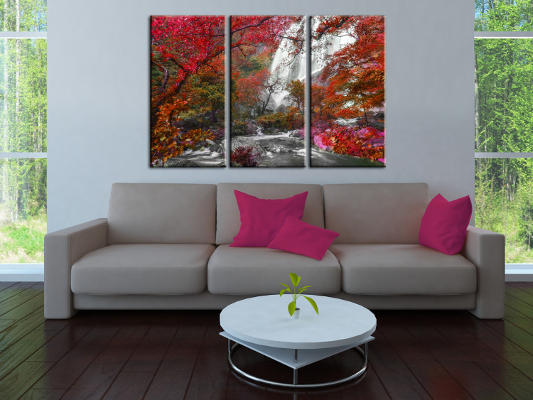 Canvas Print Beautiful Waterfall: Autumnal Forest - Landscape of Enchanting Trees 97396 additionalImage 3
