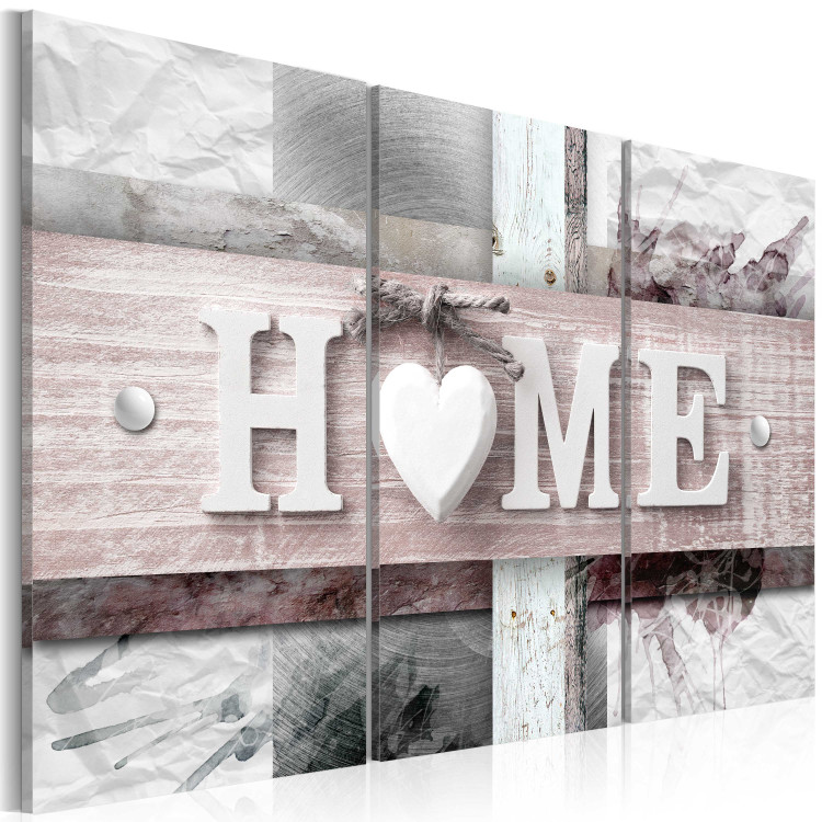 Canvas Unconventional Home - "Home" Sign on Wooden Plaque in Vintage Style 98196 additionalImage 2