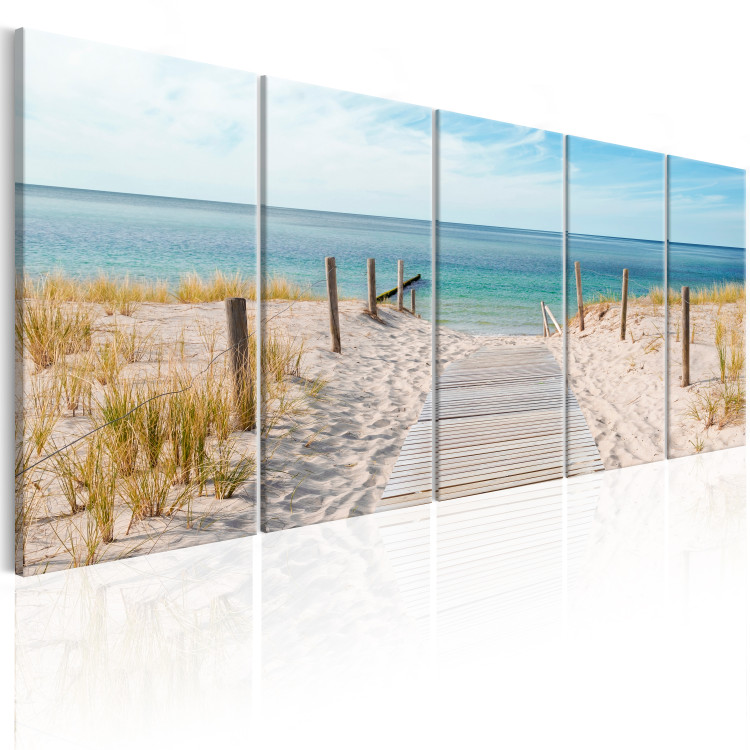 Canvas Print Path of Peace (5-piece) - Sandy Beach Against a Calm Sea Background 98596 additionalImage 2