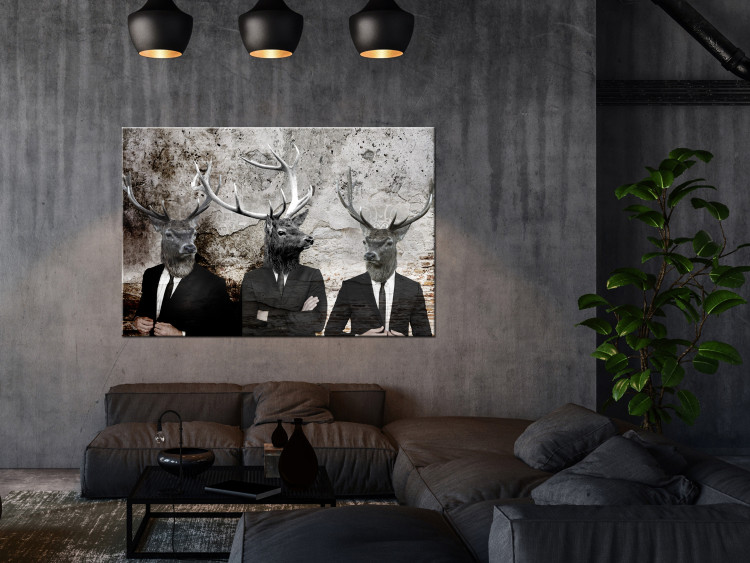 Canvas Art Print Deer in Suits (1-piece) - Playful Characters in Banksy Style 106107 additionalImage 3