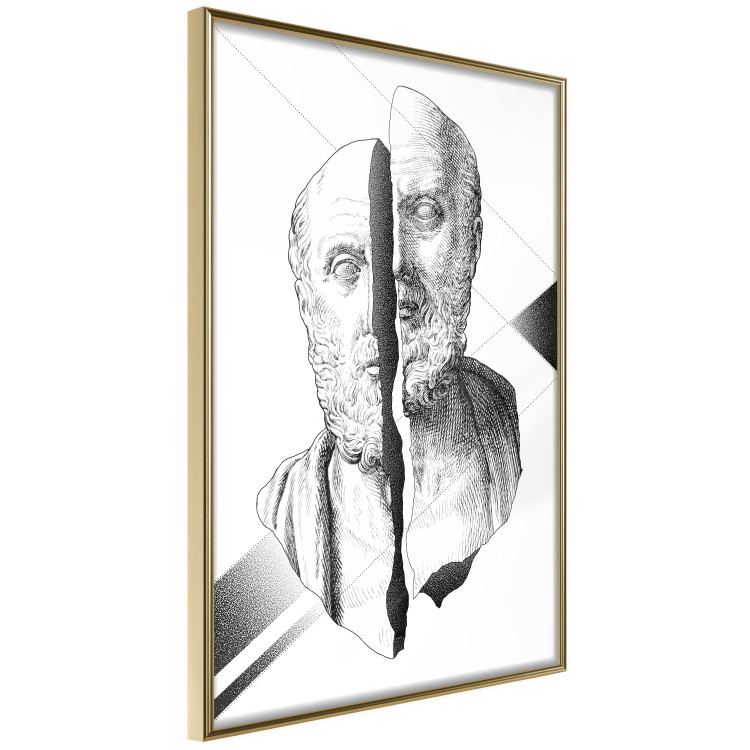 Wall Poster Cracked Sculpture of Socrates - black and white geometric pattern with a figure 114307 additionalImage 12