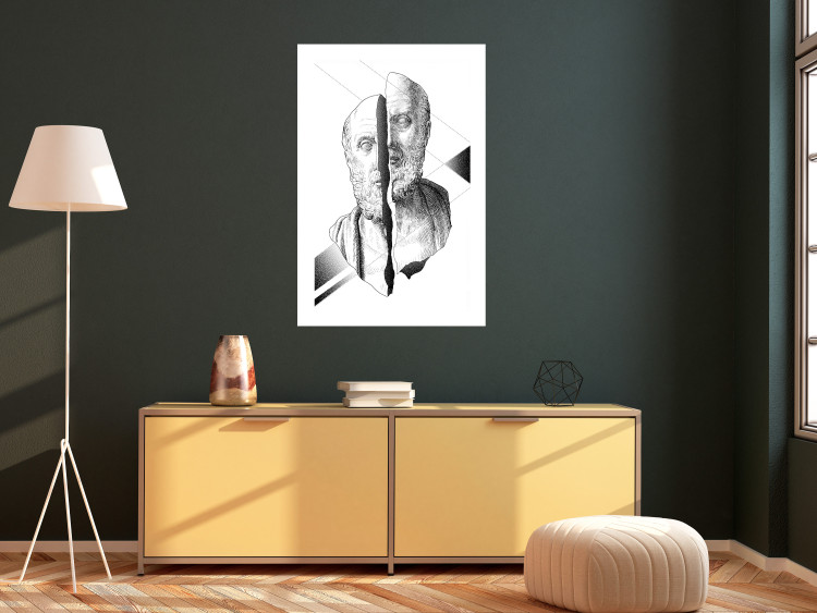 Wall Poster Cracked Sculpture of Socrates - black and white geometric pattern with a figure 114307 additionalImage 4