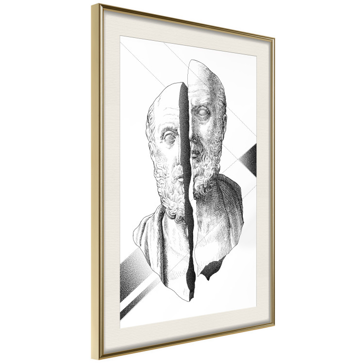 Wall Poster Cracked Sculpture of Socrates - black and white geometric pattern with a figure 114307 additionalImage 2