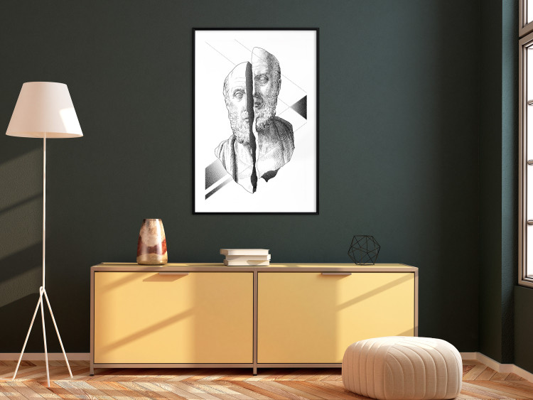 Wall Poster Cracked Sculpture of Socrates - black and white geometric pattern with a figure 114307 additionalImage 6