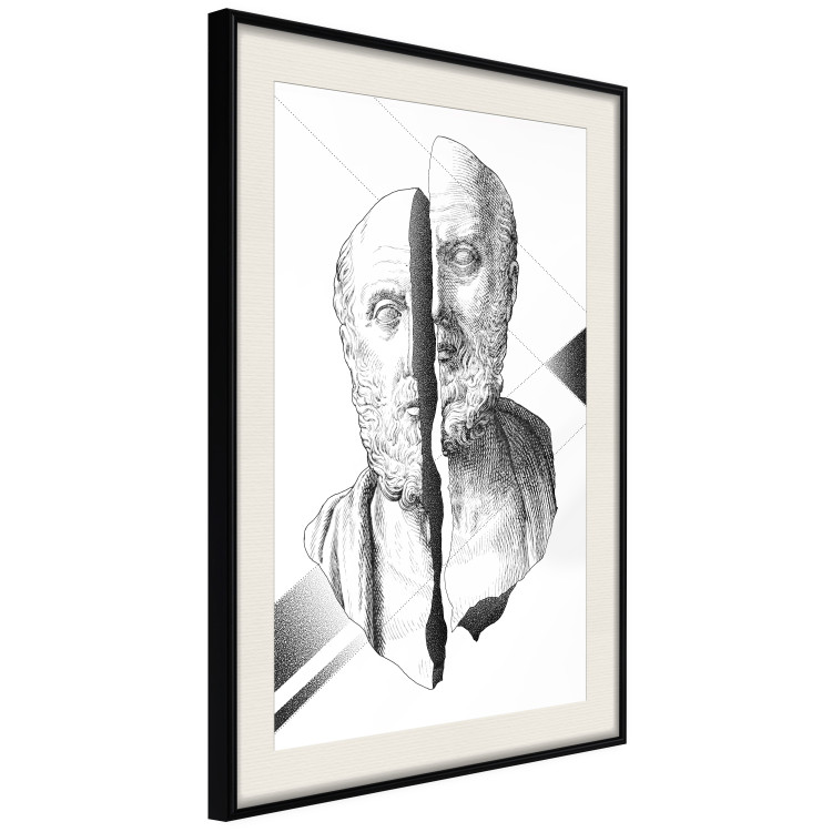 Wall Poster Cracked Sculpture of Socrates - black and white geometric pattern with a figure 114307 additionalImage 3