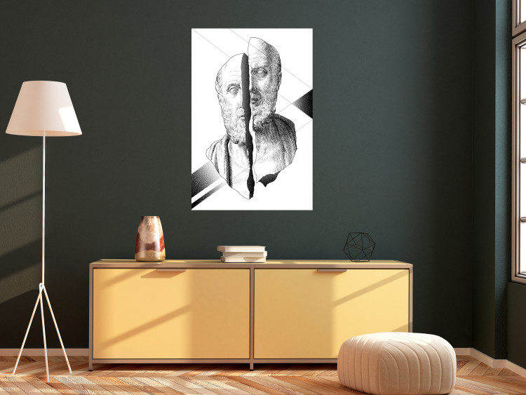 Wall Poster Cracked Sculpture of Socrates - black and white geometric pattern with a figure 114307 additionalImage 23