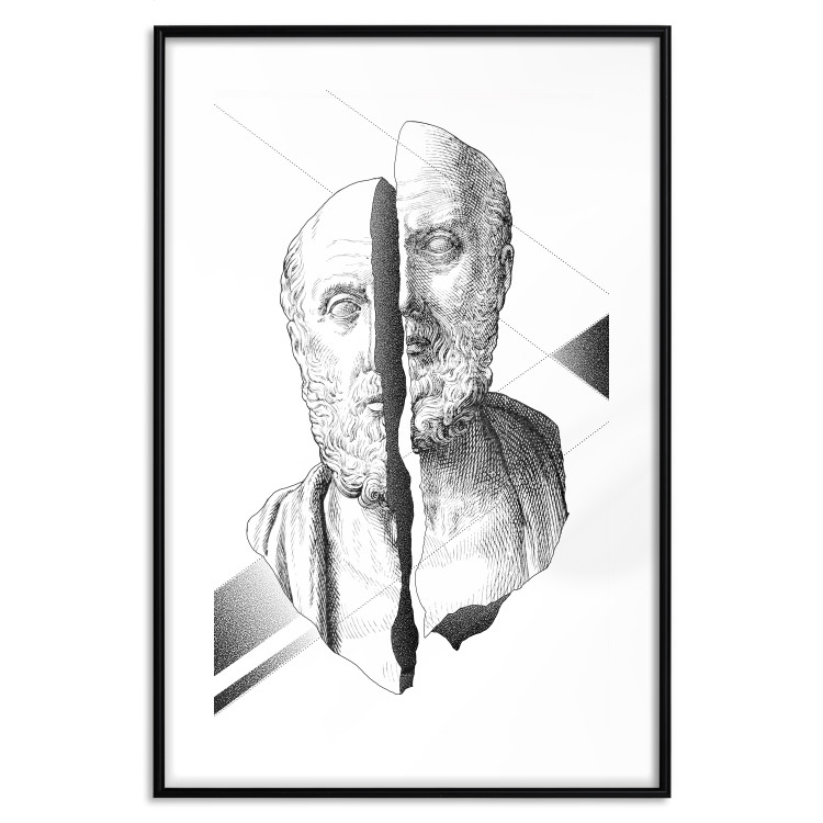 Wall Poster Cracked Sculpture of Socrates - black and white geometric pattern with a figure 114307 additionalImage 15