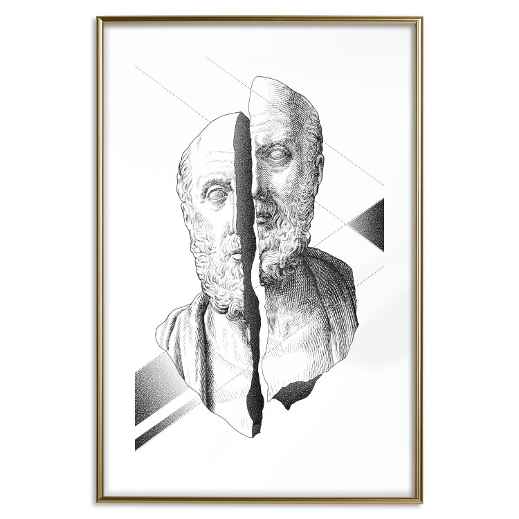 Wall Poster Cracked Sculpture of Socrates - black and white geometric pattern with a figure 114307 additionalImage 16