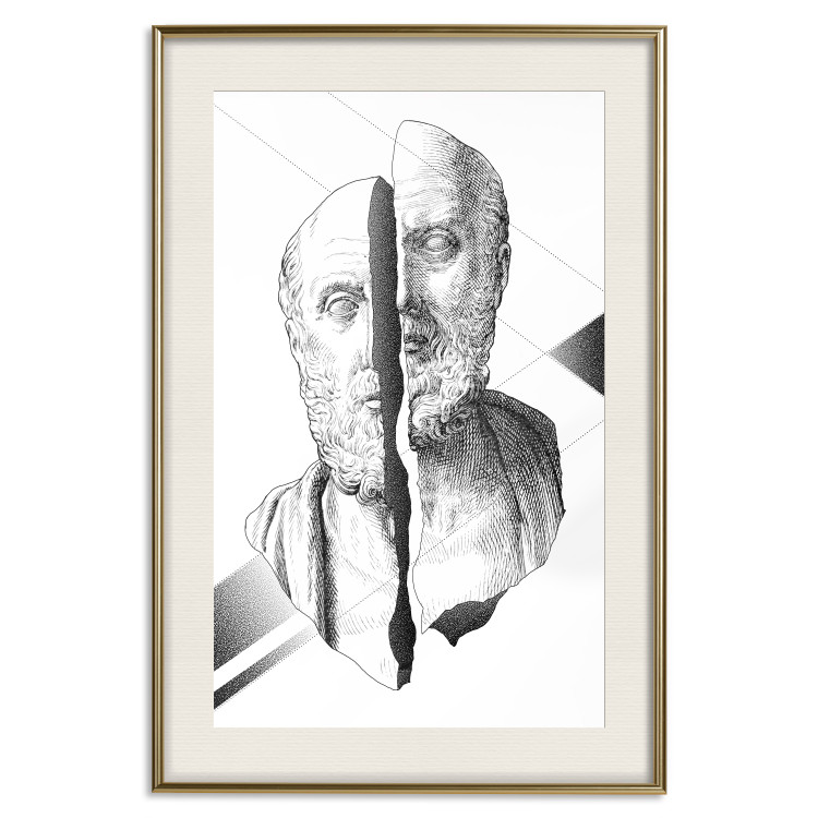 Wall Poster Cracked Sculpture of Socrates - black and white geometric pattern with a figure 114307 additionalImage 19