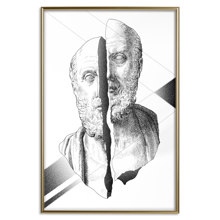 Wall Poster Cracked Sculpture of Socrates - black and white geometric pattern with a figure 114307 additionalImage 20