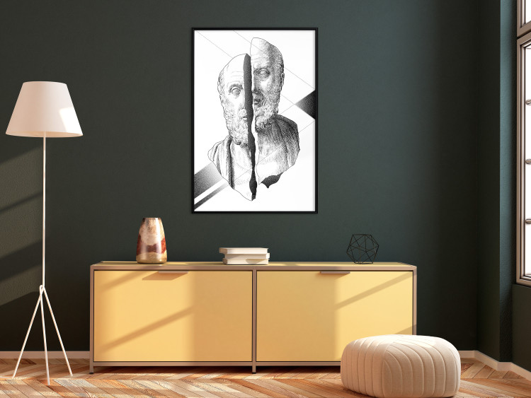 Wall Poster Cracked Sculpture of Socrates - black and white geometric pattern with a figure 114307 additionalImage 5