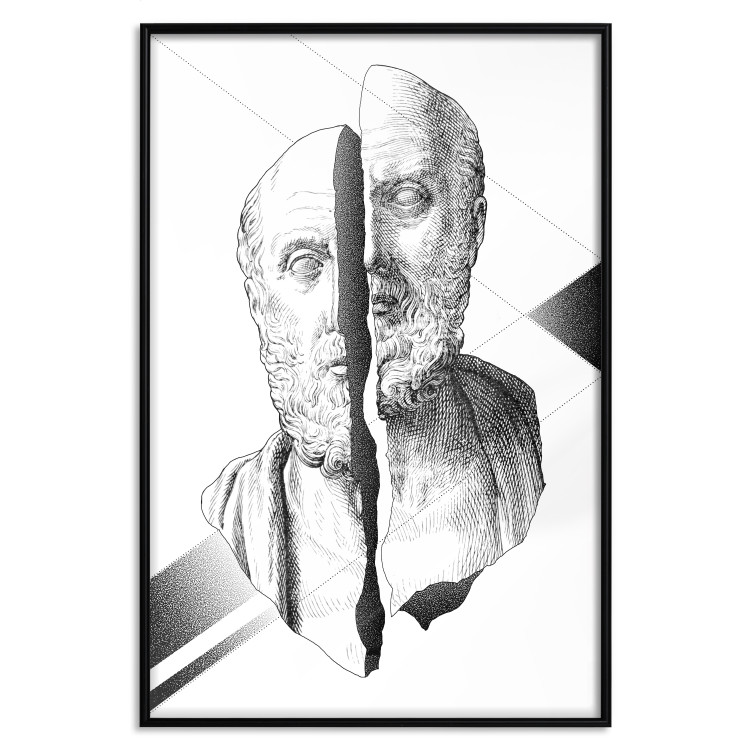 Wall Poster Cracked Sculpture of Socrates - black and white geometric pattern with a figure 114307 additionalImage 24