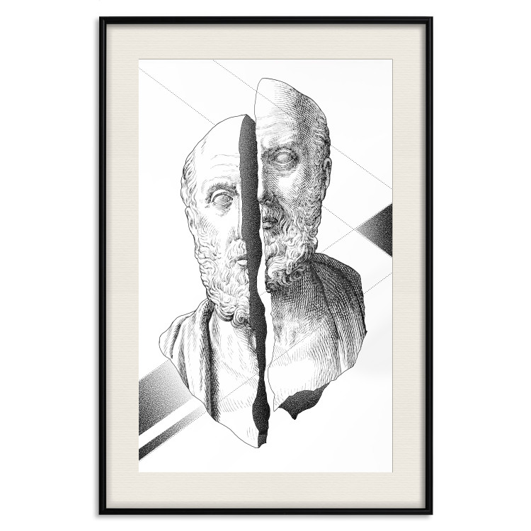 Wall Poster Cracked Sculpture of Socrates - black and white geometric pattern with a figure 114307 additionalImage 18