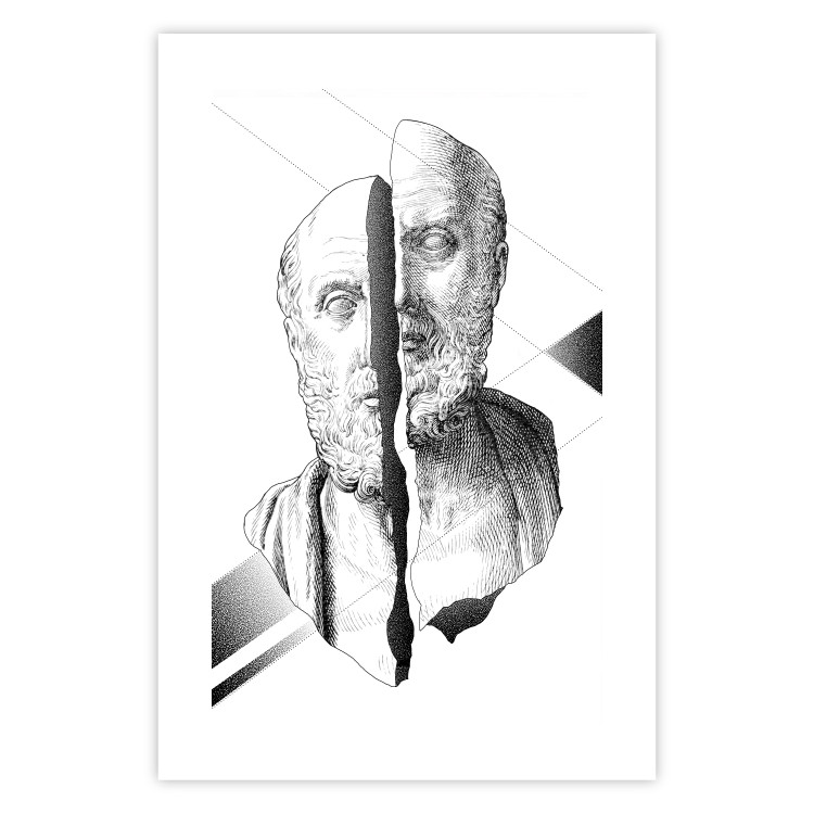 Wall Poster Cracked Sculpture of Socrates - black and white geometric pattern with a figure 114307 additionalImage 25