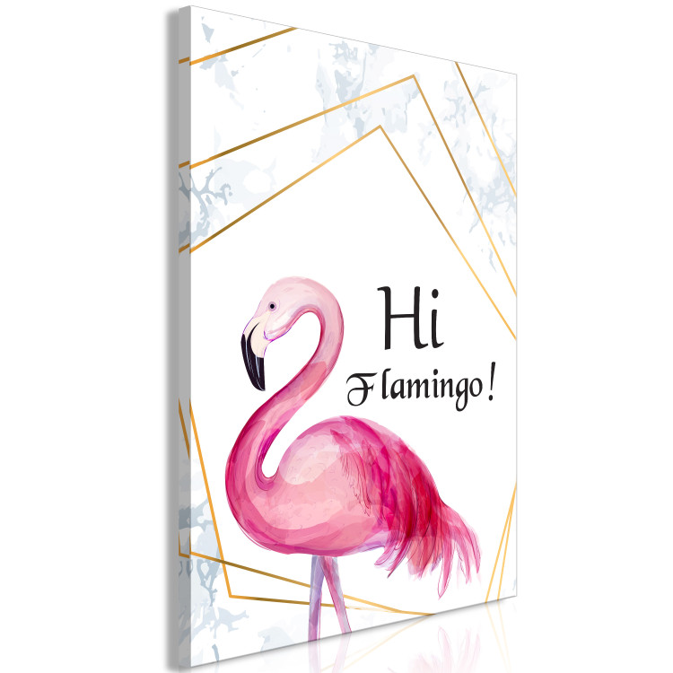 Canvas Art Print Rose in Geometric Frame (1-part) - Flamingo Against a Sign 115307 additionalImage 2