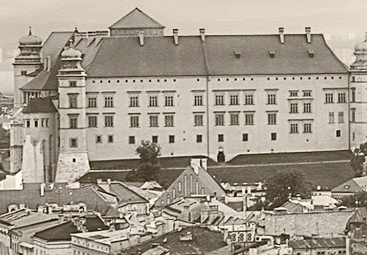 Canvas The Royal Castle - Krakow's panorama of the historic city in sepia 118107 additionalImage 5
