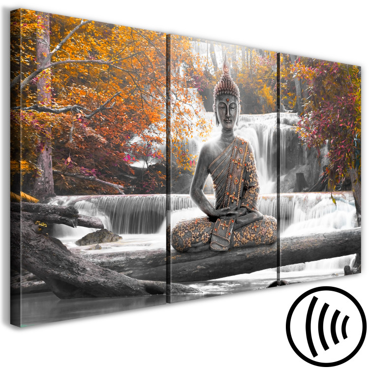 Canvas Print Buddha and Waterfall (3 Parts) Orange 122207 additionalImage 6