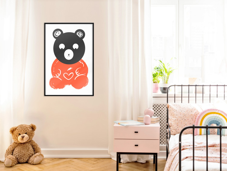 Wall Poster Thoughtful Bear - orange animal with a gray head on a white background 122907 additionalImage 3