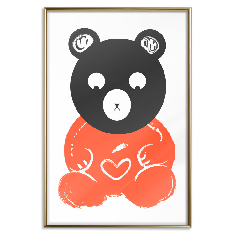 Wall Poster Thoughtful Bear - orange animal with a gray head on a white background 122907 additionalImage 16