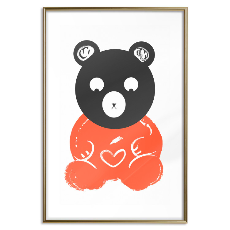 Wall Poster Thoughtful Bear - orange animal with a gray head on a white background 122907 additionalImage 14
