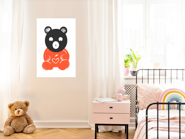 Wall Poster Thoughtful Bear - orange animal with a gray head on a white background 122907 additionalImage 2
