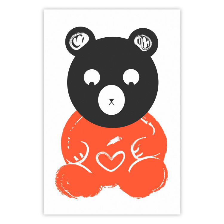 Wall Poster Thoughtful Bear - orange animal with a gray head on a white background 122907