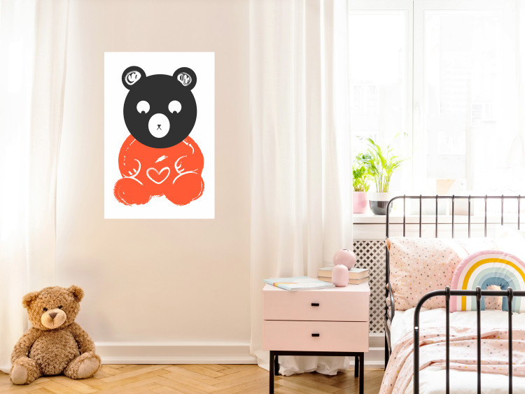 Wall Poster Thoughtful Bear - orange animal with a gray head on a white background 122907 additionalImage 17