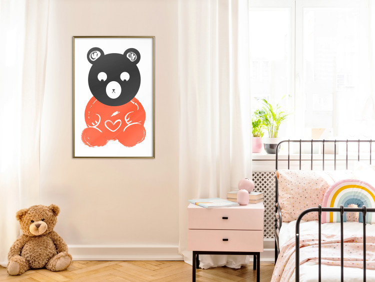 Wall Poster Thoughtful Bear - orange animal with a gray head on a white background 122907 additionalImage 5