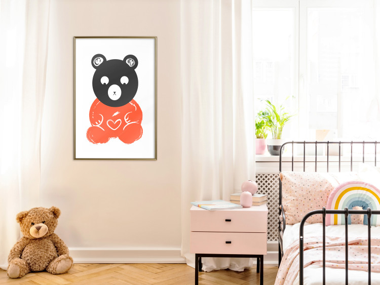 Wall Poster Thoughtful Bear - orange animal with a gray head on a white background 122907 additionalImage 13