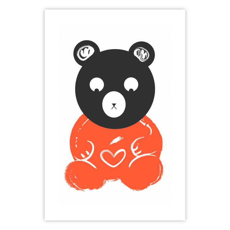 Wall Poster Thoughtful Bear - orange animal with a gray head on a white background 122907 additionalImage 19